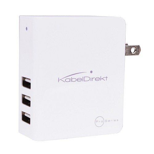 KabelDirekt PRO Series 579-US 4.5A 22.5W 3-Port USB 2.0 Wall Charger w/Intelligent Device Detection Technology (White)