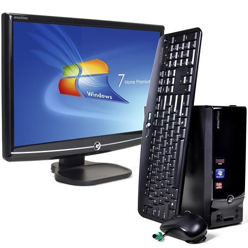 eMachines EL1360G-UW12P Fusion Dual-Core E-300 1.3GHz 2GB 500GB DVD±RW W7HP SFF & 20" eMachines LCD Monitor Bundle - C
