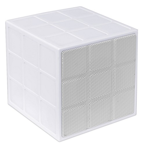 Mobi 70236 Cube Bluetooth Wireless Speaker w/LED Light Show & 3.5mm Auxiliary Jack (White)