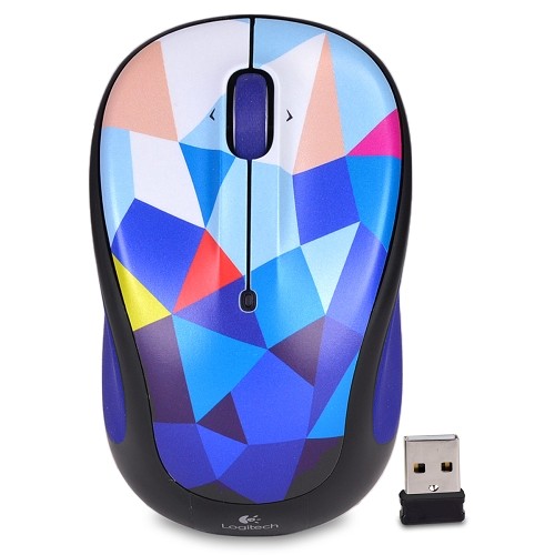 Logitech M325c 3-Button Wireless USB Optical Scroll Mouse w/Tilt Wheel Technology & Nano Transceiver (Blue Facets)