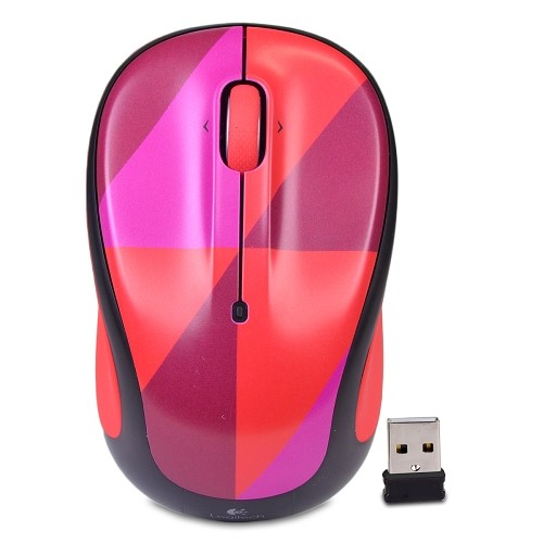 Logitech M325c 3-Button Wireless USB Optical Scroll Mouse w/Tilt Wheel Technology & Nano Transceiver (Red Harlequin)