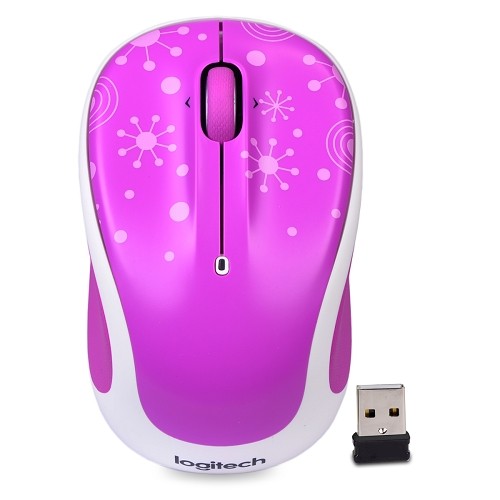 Logitech M325c 3-Button Wireless USB Optical Scroll Mouse w/Tilt Wheel Technology & Nano Transceiver (Purple Fireworks)
