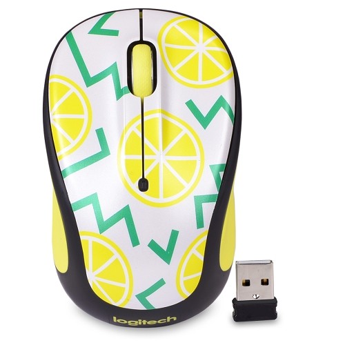 Logitech M325c 3-Button Wireless USB Optical Scroll Mouse w/Tilt Wheel Technology & Nano Transceiver (Lemon)