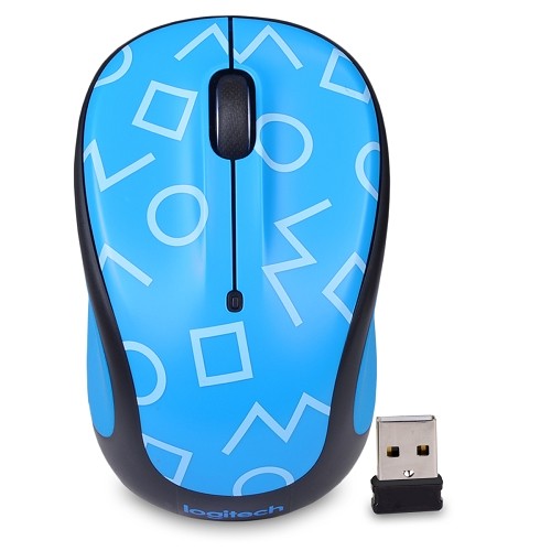 Logitech M325c 3-Button Wireless USB Optical Scroll Mouse w/Tilt Wheel Technology & Nano Transceiver (Geo Blue)