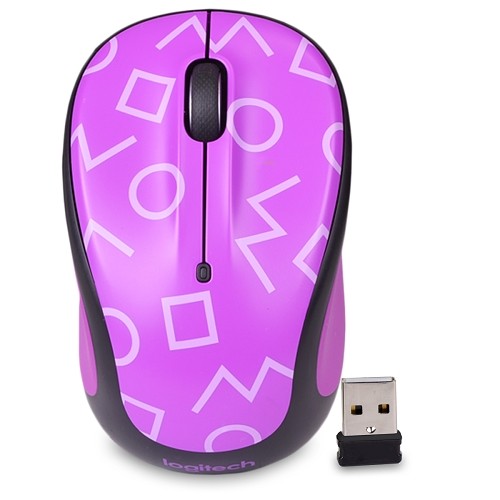 Logitech M325c 3-Button Wireless USB Optical Scroll Mouse w/Tilt Wheel Technology & Nano Transceiver (Geo Purple)
