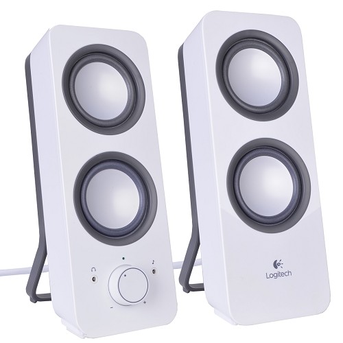 Logitech Z200 2-Piece 2 Channel Multimedia Speaker System w/Headphone & Auxiliary Jacks (White)