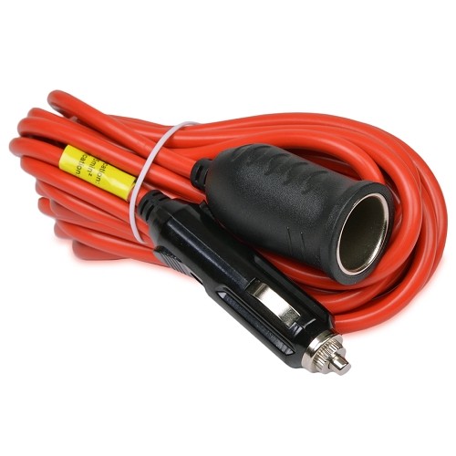 12' EpAuto 12V Car Cigarette Lighter Plug (M) to (F) Heavy Duty Extension Cord (Black/Red)