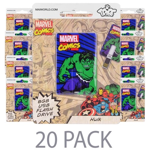 (20-Pack) Tribe Marvel Hulk 8GB USB 2.0 Flash Drive - Retail Hanging Blister Package