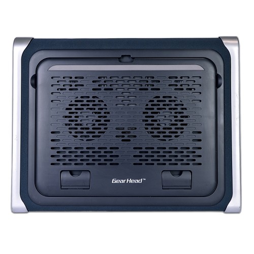 GearHead CFS8800BLK Dual Fan Laptop Cooling Wedge w/Built-in Stand - Fits Up To 17" Notebooks (Black/Silver)