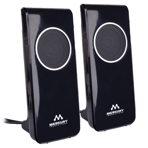 Merkury Innovations M-SPW510 Amplified Stereo Speakers w/3.5mm Headphone Jack (Black)
