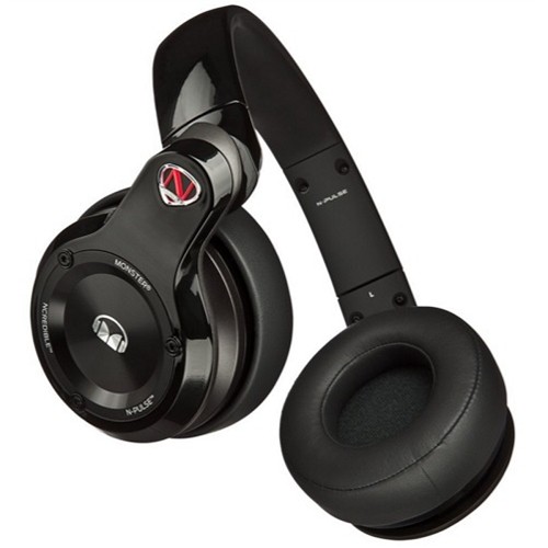 Monster Ncredible N-Pulse High Performance Over-Ear Headphones w/Detachable Inline Remote/Mic 3.5mm Cable (Black) - B