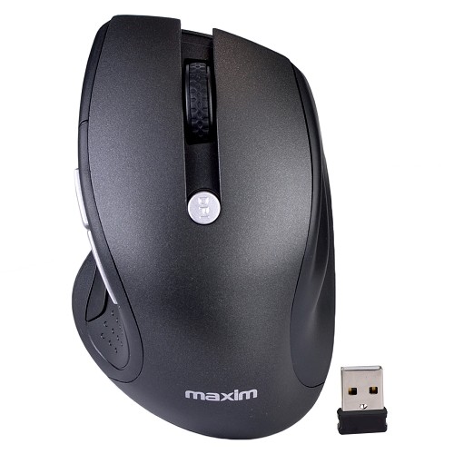 Maxim MX-M2020 5-Button 2.4GHz Wireless Optical Scroll Mouse w/1750 max dpi & Nano USB Receiver (Black/Silver)
