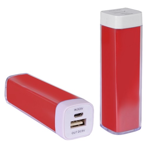 Lipstick Style 2200mAh Portable Power Bank w/Micro USB Cable (Red)