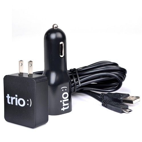 Trio Home & Auto 2A Power Kit for Android Tablets/Smartphone w/Extra Long 9' USB to microUSB Cable