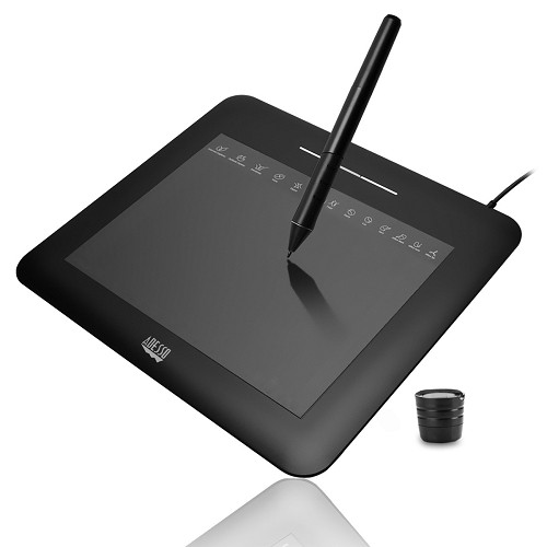 Adesso CyberTablet T10 8-inch USB Widescreen Graphic Tablet w/13 Hoy Keys & Pen Holder (Black)