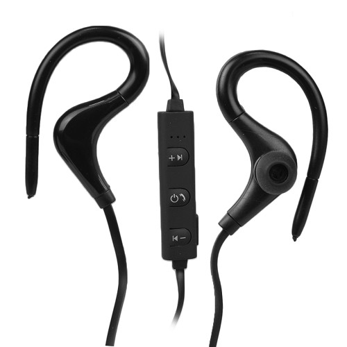 Sports Rechargeable Bluetooth Wireless Stereo Headset w/Microphone & In-Line Controls (Black) - Retail Hanging Package