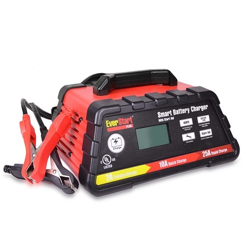 EverStart Plus 60108M 25A 12V Smart Battery Charger w/Start Aid Function & LCD Display