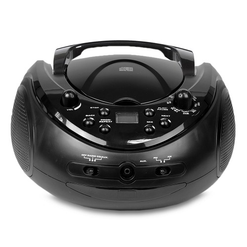 Onn ONA16AA005 Portable CD Boombox w/AM/FM Radio & 3.5mm Auxiliary Jack (Black) - B