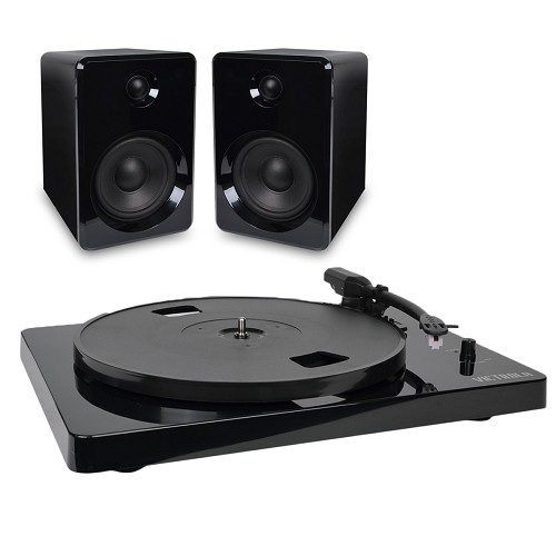 Innovative Technology ITUT-420 Victrola Modern 3-Speed Bluetooth Stereo Turntable w/2 50-Watt Speakers (Black)