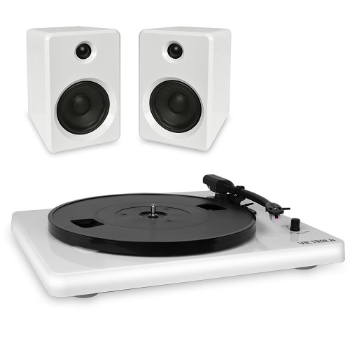 Innovative Technology ITUT-420 Victrola Modern 3-Speed Bluetooth Stereo Turntable w/2 50-Watt Speakers (White) - B