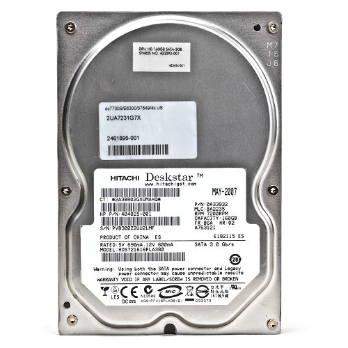 Hitachi Deskstar 7K160 HDS721616PLA380 160GB SATA/300 7200RPM 8MB Hard Drive
