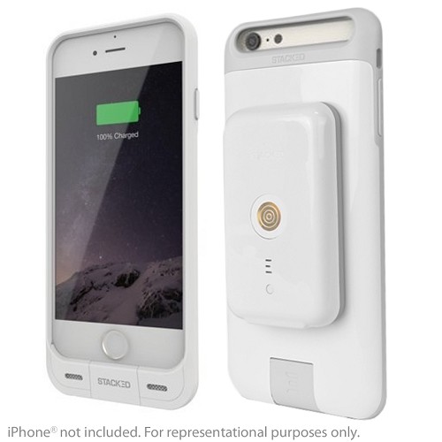 Stacked Wireless Magnetic Charging Kit for iPhone 6/6s w/2x Magnetic Power Pack (White)